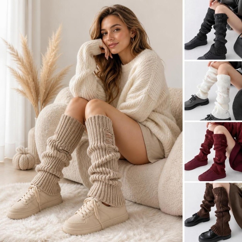Boot Sock Slouchy - Guêtres en tricot chaud, extensibles, en