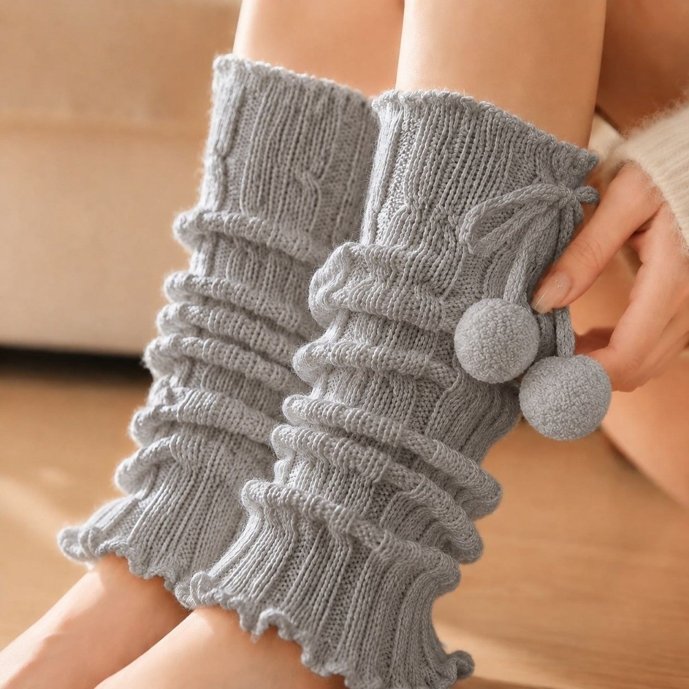 Boot Sock Slouchy - Guêtres en tricot à bords volantés,